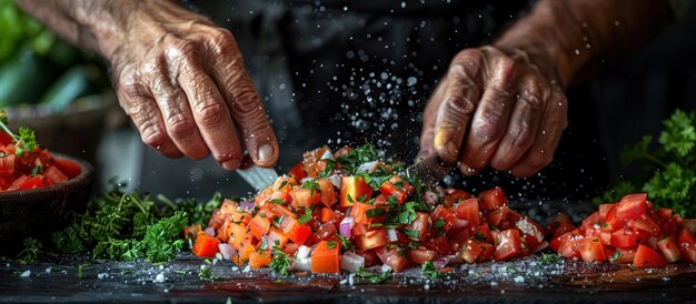 Kucharz przygotowujący składniki